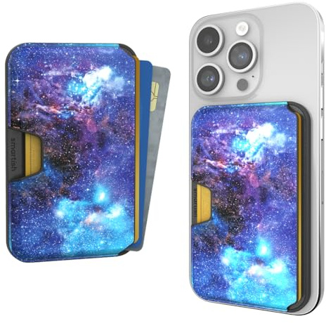 Smartish Wallet für MagSafe iPhones - Side Hustle - Vegan Leder Slim Detachable Magnetic Card Holder for Apple iPhone 17/16/15/14/13/12 Models - Spaced Out
