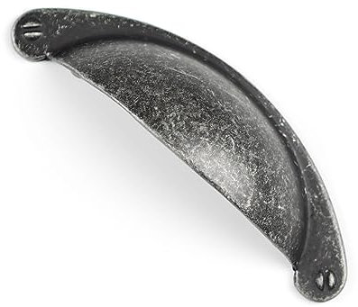 64mm Pewter Kitchen Cabinet Cup Handle Rustic Antique Cupboard Drawer Pull Wardrobe Furniture Replacement Upcycle