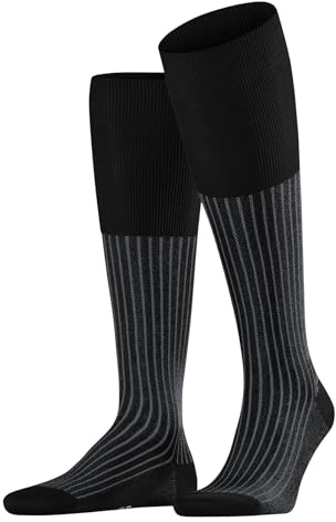 FALKE Herren Oxford Stripe Kniestrümpfe atmungsaktive Baumwolle verstärkte Herrenkniestrümpfe flache Naht für druckfreie Fußspitze gerippt besondere Brillanz Business Alltag 1 Paar | aus Fil d'Ecosse Baumwolle