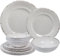 ZAROCRUS Farmhouse Melamine Dinnerware Sets,12 Pieces Dishes Dinnerware Set,Service for 4 Lightweight Kitchen Plates and Bowls Sets, Great for Casual dining and Outdoor Parties Camping or RVs, White