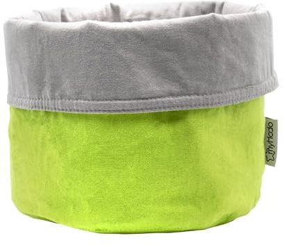 myHodo Brotkorb Stoff 20cm, Brötchenkorb für Küche und Frühstückstisch, 2-in-1 Design, 100% Baumwolle, Aufbewahrung von Brot & Brötchen, Aufbewahrungskorb, Wickelkommode Organizer (Grün-Grau)