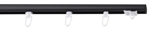 Garesa Gardinenschiene Profil 100, 1-läufig, Schwarz I Aluminiumschiene inkl. Gleiter I Deckenmontage I Halbrunde Schleuderschiene mit Schnellspanner I 110cm