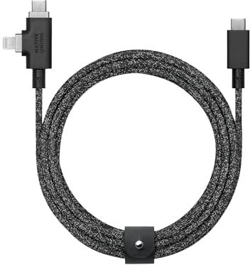Native Union Belt Cable Duo Pro 240W – 8ft Ultra-Strong Braided Universal Charging Cable – Made with Recycled Materials – 2-in-1 MFi Certified Connectors for Lightning & Type-C Devices (Cosmos)