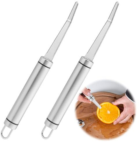 Lot de 2 couteaux à pamplemousse incurvés en acier inoxydable avec bord dentelé