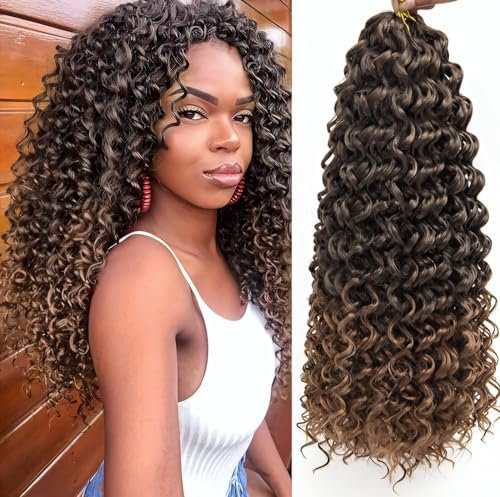 GOGO CURL / 510Gr / 6 pieces of hair extensions for crochet braids/per piece: 24 strands 85G / PREMIUM natural look + JEWELRY, CROCHET AND FREE SHOWER CAP (T1B/30, 1845cm)