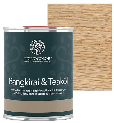 Lignocolor Teaköl | Holzöl für Gartenmöbel und Holz im Außenbereich | schützt und pflegt Holz (1 L, Farblos)