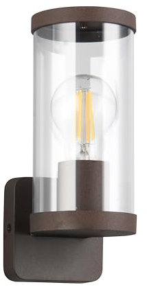 Reality Leuchten Außen Wandleuchte Bonito R21596124, Aluminium Druckguss rostfarbig, Schirm Kunststoff klar, exkl. 1x E27