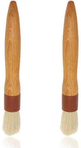 FDCGAS pinceau alimentaire - 2pcs Pinceau de cuisine rond en bois de cerisier huilé avec poils naturels,Brosses de Nettoyage, Accessoires de Nettoyage pour Grains de Café Outil pour Maison et Cuisine