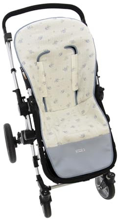 Funda de Verano para Silla Paseo Universal Rosy Fuentes- Colchoneta para Carrito Bebé- Transpirable-Compatible con Bugaboo, jané, Concord, Baby Jogger, Bebecar…-azul pálido