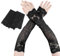 LNQ LUNIQI Spitze Armstulpen Sonnenschutz Ärmel, Schwarz Armstulpen UV Kühlung, Spitzenhandschuhe Lang Fingerlose Armstulpen, Frauen Lange Handschuhe für Draussen Reiten (1 Paar)
