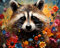 TISHIRON Paint by Numbers für Erwachsene Anfänger Malen nach Zahlen Waschbär in einer Blumenwiese, DIY Acryl Malen nach Zahlen Kits auf Leinwand für Erwachsene Anfänger, 40x50cm