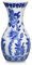 Vase en céramique bleu et blanc, 27 cm, avec motif floral, grand vase chinoiserie rétro, vase vintage pour fleurs, table, pièce centrale, salon, bibliothèque, décoration