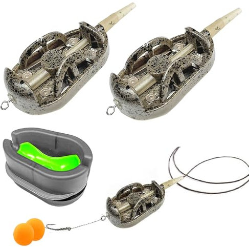Angeln Feeder Set, Flat Method Feeder, Angeln Inline Feeder Zubehör, Fishing Feeder, Ist EIN Unverzichtbares Angelzubehör für Angelbegeisterte, für Salzwasser und Süßwasserfischen, 3 Stück
