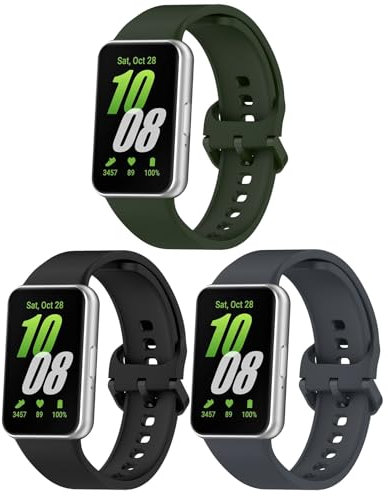 Garmcool Cinturino Compatibile per Samsung Galaxy Fit 3 Cinturini Nero Blu Verde Regolabile Sportivo Ricambio Braccialetto Smartwatch per Galaxy Fit 3 SM-R390 (nessun Tracker)