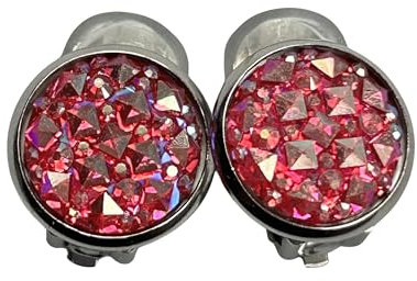 Ohrclips pink rosa rose spiegelnd druzy perlmutt schimmernd mit Polster Edelstahl