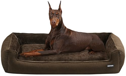 HMTOPE Hundebett, Hundesofa, Hundekissen, Hundekörbchen Abnehmbar und waschbar, Braun, 120 x 90 x 30 cm