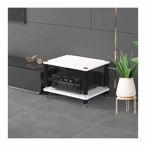 AV-Medienständer, Verstärker-Rack-Regal, Audio-Video-Regal, Eckregal, TV Rack HiFi Regal Audio Schrank, offener CD-Player-Ständer, für Plattenspieler & Stereoanlagen & Kompaktanlage(Wit,60*48*40cm)