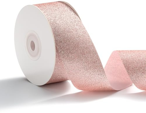 AOKSUNOVA Geschenkband Hochzeit Schleifenband Glitzer Dekoband Rosegold