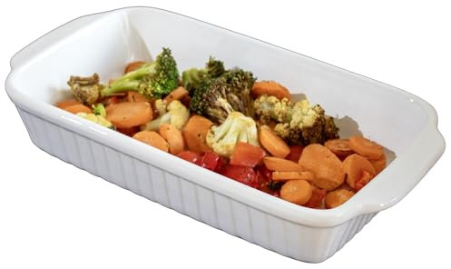 White Ceramic 30cm Rectangular Roasting Dish Oven Baking Vegetable Tray Roaster