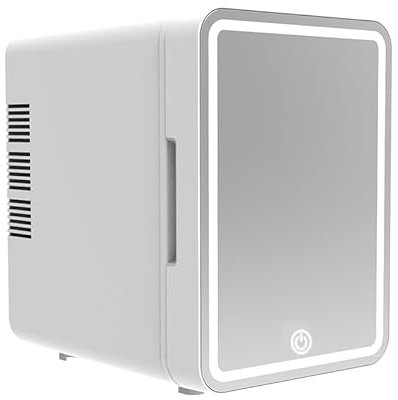 FSHome Mini bilkylskåp – dubbla zoner bärbar kylare och värme för hudvårdsprodukter, drycker och livsmedel – lämplig för hem- och bilanvändning – ABS-material med LED-spegel