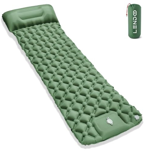 LENDOO Ultraleichte Aufblasbare Isomatte, 195cm*60cm Isomatte Selbstaufblasend Mit Aufblasbarem Kissen Isomatte Camping Outdoor Wasserdicht mit Fußpumpe luftzellenmatte aufblasbar für Outdoor