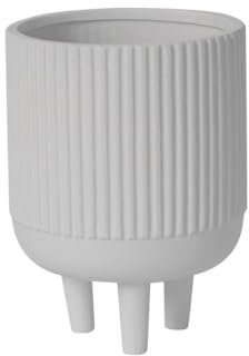 ﻿Pot de Fleurs Pot de Plante de Table à Trois Pieds, avec Pot de Fleur en céramique à Texture de Ligne, for Chambre, Balcon, Jardin, Bureau, conteneur de Plantes Cache-Pots(Blanc)