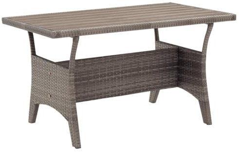 ChicAbode Gartentisch Grau 120x70x66 cm Poly Rattan Esstisch Terrassentisch Balkontisch Gartenmöbel Outdoor Terrasse