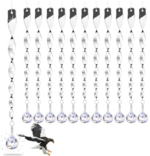 Mino Plus Reflektierende Vogelschreck Vogelabwehr,Vogelabwehr Reflektor Hängend,Aufhänger zur Vogelabwehr,Seitliches Vogelabwehrmittel,Vögel Vertreiben,Vogel Abwehr,Hochwirksamer Windspirale (C)