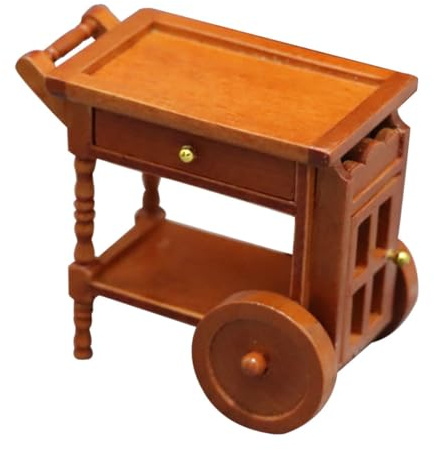 Kisangel Miniatur Servierwagen Für Puppenhaus Realistisches Holzspielzeug Für Dekorative Mini-hauslandschaften Und Kreative Rollenspiele Für DIY-Liebhaber