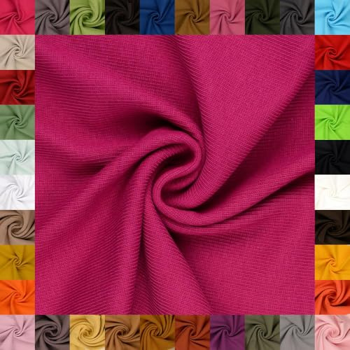 fingsi Stoffe Linus Bündchenstoff Grobstrick Schlauchware Coupon Uni - 27cm Schlauchbreite - 95% Baumwolle, 5% Elasthan (08. Beere 1,0m)