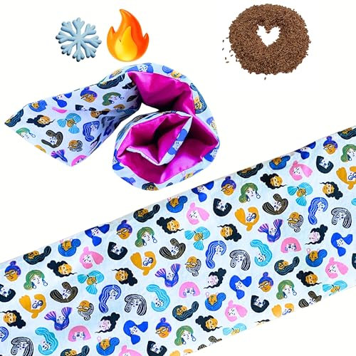 YAJOI WomenHug Dry Hot Water Bottle XXL 70 x 20 cm with Organic Linseed Design Girl Power Natural Relief Rules, Back, Relaxation – Made in France – Washable Cover
