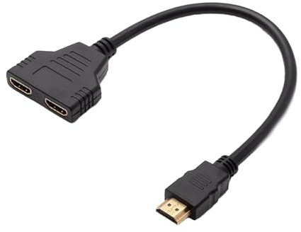 KIRVOS Adaptateur Double HDMI,Répartiteur de Câble 1 Entrée 2 Sorties,Compatible 1080p,HDMI 1 Entrée 2 Sorties,hdmi Mâle vers 2 Femelle pour Double Affichage sur LCD, LED, HD TV