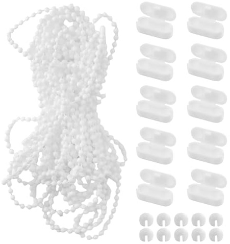 10m Rollokette Ersatzteile Rollo mit 10 Stück Kettenverbinder & 10 Stück Befestigungselemente Endloskette Rollo Jalousien Kette für Vertikaljalousien Rollos Jalousien Reparatur & Wechsel