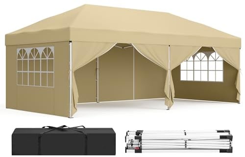SONGMICS Pavillon, 3 x 6 m mit Seitenwänden, Faltpavillon, Partyzelt