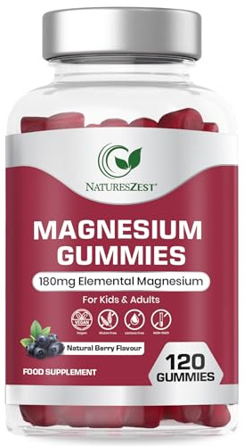 Magnesium Gummies 180mg - 120 High Strength Vegan Gummies for Adults & Kids | Premium formula supports natural sleep, muscle relaxation, and immune health. Delicious natural berry flavour