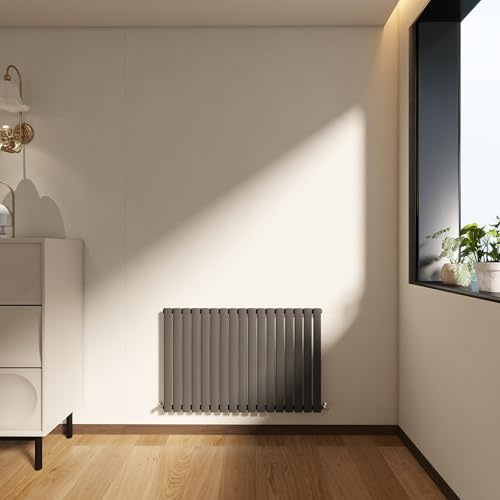 Horizontal Designer Oval Column Radiator 600x1003mm Anthracite Single | Central Heating Rads,Wall Mounted Radiators,Modern Column Radiator,Suitable for Bathrooms, Living Rooms & Hallways