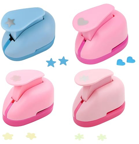 4 Stück Papierstanzer Set, Motivstanzer Set Papier Stern Herz Kirschblüten Schneeflocke, DIY Scrapbook Fotoalbum Handwerk, Stanzer für Papier, Kreative Stanzen
