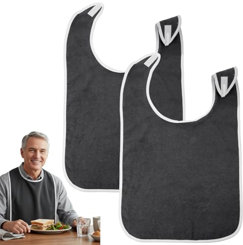 CIATBYYJ 2 Stück Lätzchen für Erwachsene,Wasserdichte Kleiderschutz,Waschbar Latz für Senioren,Unisex Kleidungsschutz für Mutter Vater Ältere Menschen Behindert