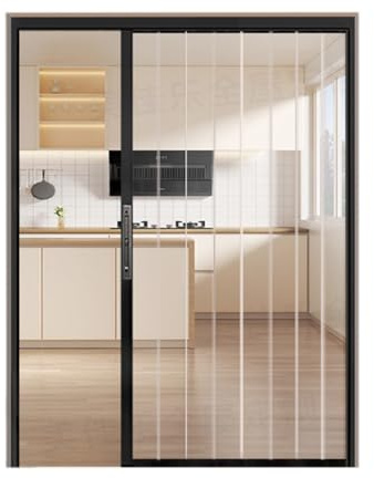 LVLDAWA Porte Intérieure Accordéon, Kit Porte Coulissante Cuisine avec Cadre Aluminium Système sans Rail Portes Pliantes Multifonctionnelles Transparentes L'intérieur(90X160CM)