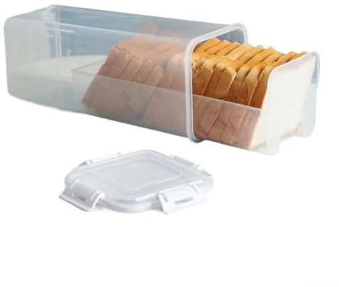 Bread Storage Containers - Airtight Bread Box Airtight Bread Box Plastic Storage Container with Drawer for Toast Sandwich Storage Kitchen Organization(A)