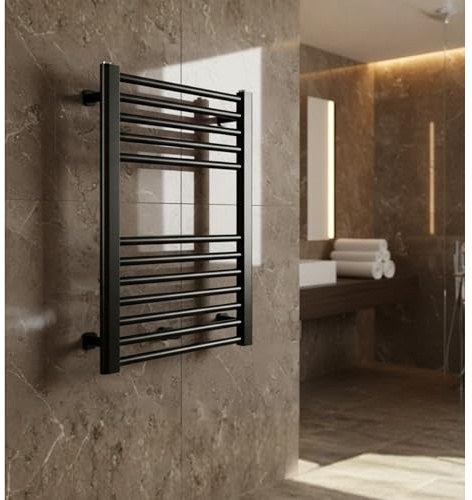 LUXRAD Badheizkörper Basic G 628 x 500 mm Schwarz Matt Strukturiert, 286 W, Wasserführend, Unteranschluss ZD, Stahl, Zentralheizung