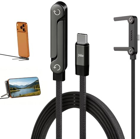 sumue USB C Invisible Holder Charger Cable with Stand, 240W 5Ft Foldable