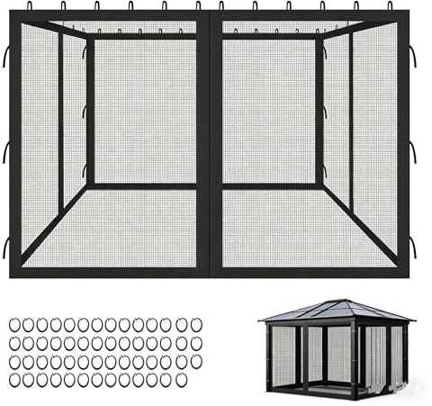 Qdreclod Mosquitera para Carpa de 3 x 3 m, Protección contra Insectos con 4 Paredes Laterales y Doble Cremallera, Apto para Cenador de Jardín, Terraza, Camping, Negro