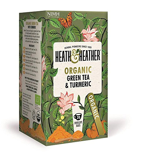 Heat & Heather Organic Green Tea & Turmeric 20 Bags (Pack of 6)