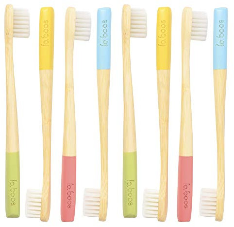 LaBoos Bunte Kinder-Zahnbürste, beste Natur, manuelle Reisezahnbürste, extra weiche, Zahnfleischzahnbürste, beste Zahnbürste für Zahnfleischentzündungen und empfindliche Zähne (8 Stück)