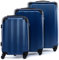FERGÉ Kofferset 3 teilig Hartschale QUÉBEC Reisekoffer Trolley-Set (Handgepäck, L, XL) 3er Set Hartschalenkoffer Roll-Koffer 4 Rollen 100% ABS blau
