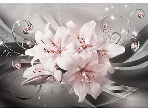 Runa Art Fototapete Blumen Lilien Modern Vlies Wohnzimmer Schlafzimmer - Made in Germany - Schwarz Rosa 9434010b