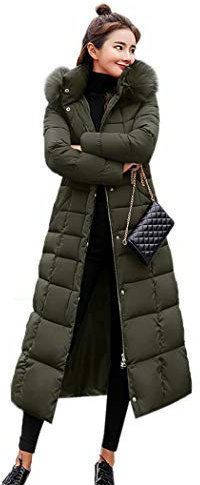 kisshes Women Ladies Long Padded Puffer Coat Winter Warm Cotton Quilted Jacket Parka with Removable Faux Fur Hood