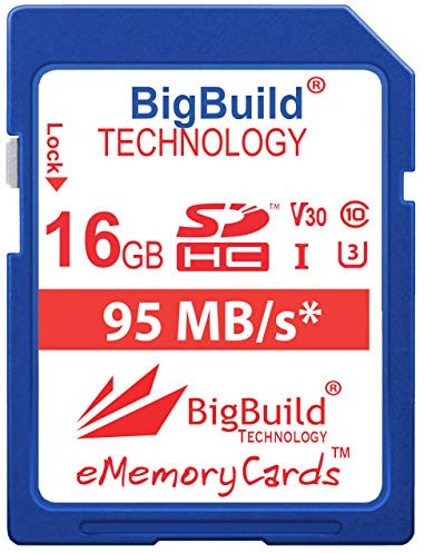 BigBuild Technology 16GB UHS-I U3 95MB/s Speicherkarte für Sony Cyber Shot DSC H300, HX350, ILCE 7S, RX10, Sony ILCE-5100, ILCE-7KB.CE, ILCE-7M2B, ILCE-7S/BQ Alpha 7S, ILCE-5100LB.CEC Kamera