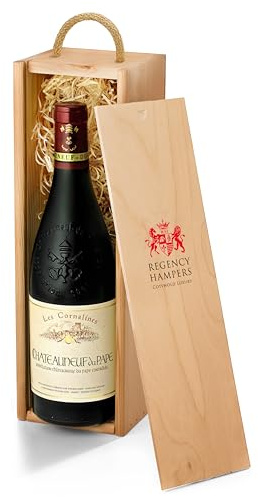 Chateauneuf Du Pape Gift Box - Luxury Red Wine in Wooden Box - Fine Wine Gifts for Him & Her, from Regency Hampers